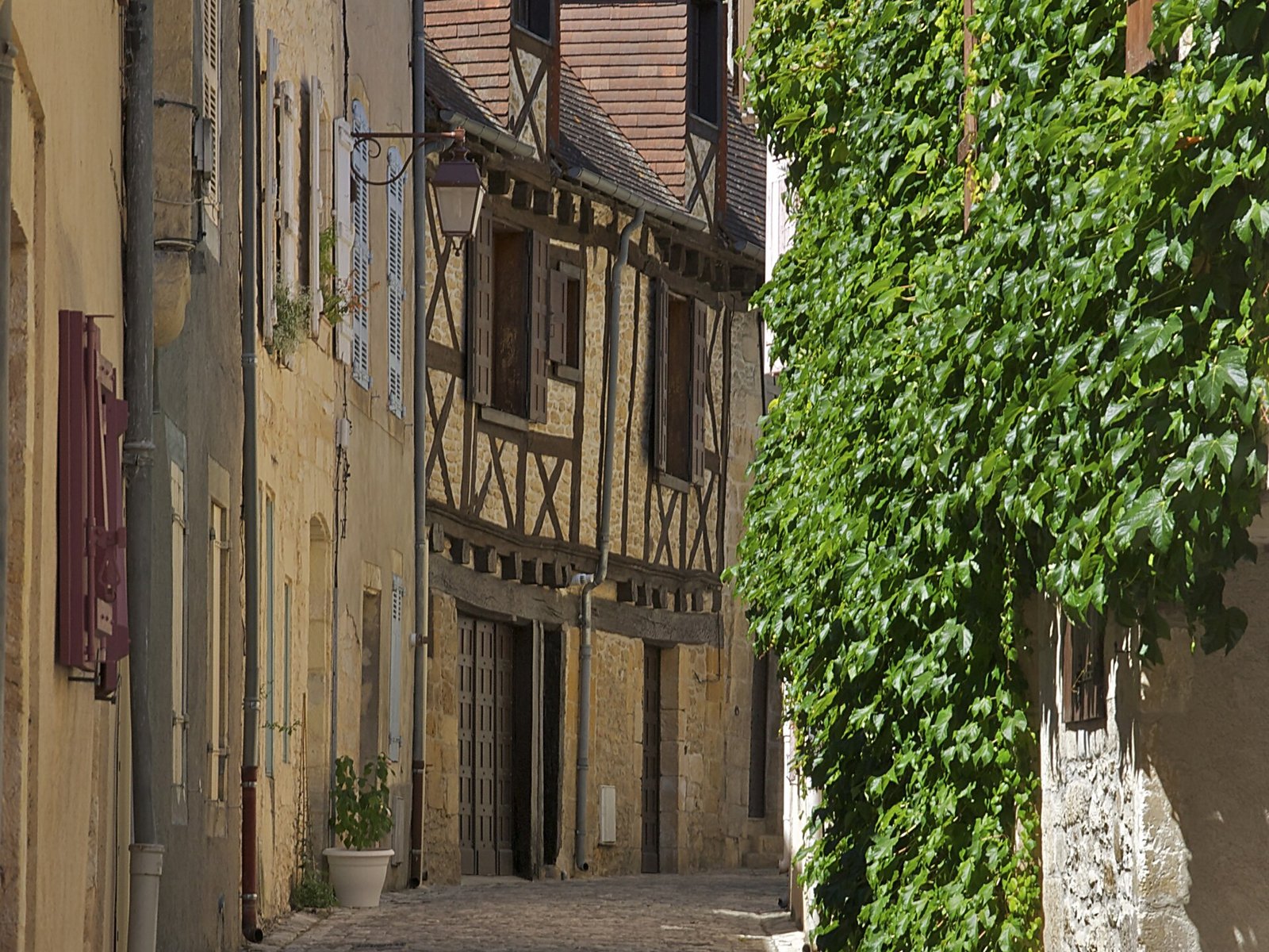 Straatje met vakwerkhuizen in Montignac